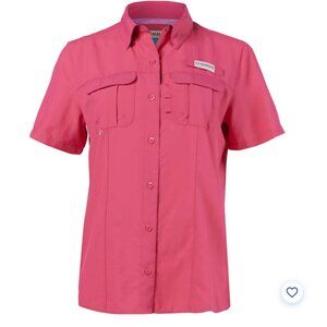 Magellan womens fishgear short sleeve shirt hot pink MagShield upf 20 NWT